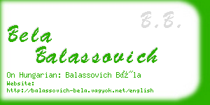 bela balassovich business card